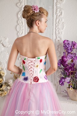 Colorful Appliques Sweetheart Tulle Layers Prom Gown for 2013