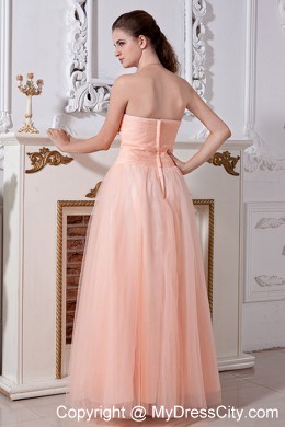 Tulle Sweetheart Peach Prom Dress with Beading and Cool Back