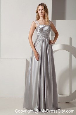 Sliver Straps Ruche and Beading Satin Prom Dress on Promotion