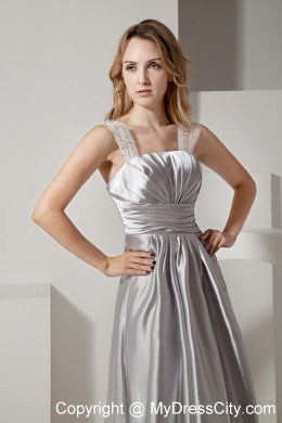 Sliver Straps Ruche and Beading Satin Prom Dress on Promotion