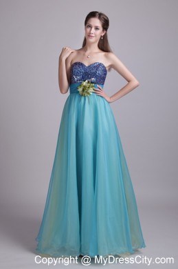 Organza Sweetheart Handle-made Flower sequin Prom Dress for Ladies