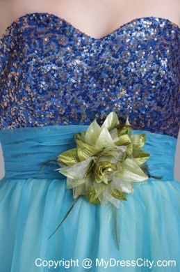 Organza Sweetheart Handle-made Flower sequin Prom Dress for Ladies