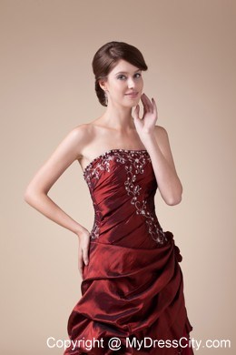 Embroidery Handmade Flowers Strapless Ruched prom dress