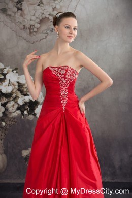 Discount Appliques Strapless Red Lace up Back Layers Prom Dress