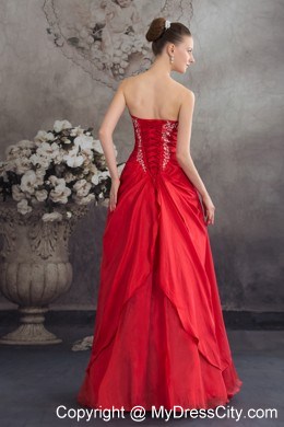 Discount Appliques Strapless Red Lace up Back Layers Prom Dress