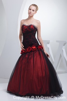 Sweetheart Hand Made Flowers Appliques Beaded Prom Gown