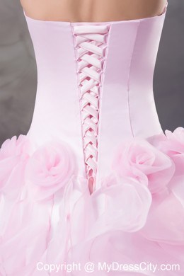 Halter High-low Prom Dress with Ruffles and Handmade Flowers