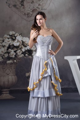 Ruffles Beading Ruching Layers Zipper up Back Prom Dress for Girls