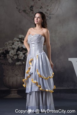 Ruffles Beading Ruching Layers Zipper up Back Prom Dress for Girls