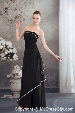 Spaghetti Straps Black Layered Chiffon Cool Back Prom Dress