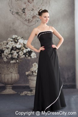 Spaghetti Straps Black Layered Chiffon Cool Back Prom Dress