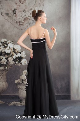 Spaghetti Straps Black Layered Chiffon Cool Back Prom Dress