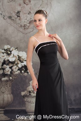 Spaghetti Straps Black Layered Chiffon Cool Back Prom Dress