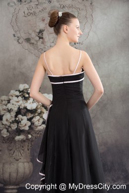 Spaghetti Straps Black Layered Chiffon Cool Back Prom Dress