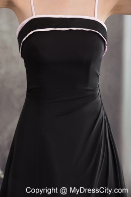 Spaghetti Straps Black Layered Chiffon Cool Back Prom Dress