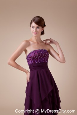 Appliques Beaded Strapless Prom Dress with Asymmetrical Hemline