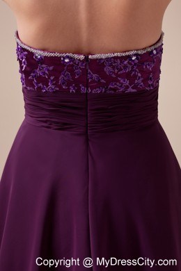 Appliques Beaded Strapless Prom Dress with Asymmetrical Hemline