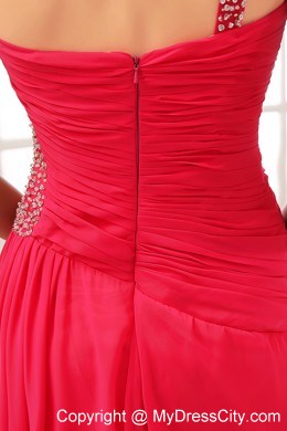 High-low One Shoulder Side Cut Out Chiffon Sweep Train Prom Dress