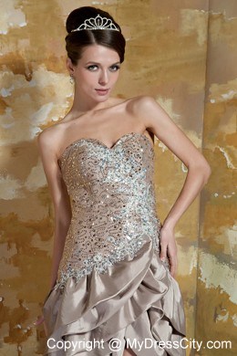 Sequin High-low Sweetheart Brush Train Layers Prom Dress