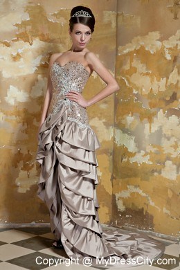 Sequin High-low Sweetheart Brush Train Layers Prom Dress