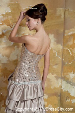 Sequin High-low Sweetheart Brush Train Layers Prom Dress