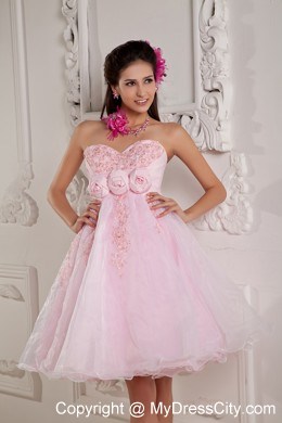 Hand Made Flowers Sweetheart Beaded Layers Prom Dress