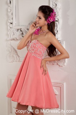 Mini-length Sweetheart Beading Prom Dress with Lace up Back