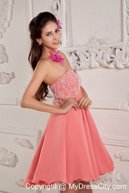 Mini-length Sweetheart Beading Prom Dress with Lace up Back