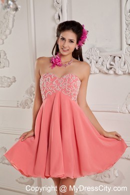 Mini-length Sweetheart Beading Prom Dress with Lace up Back