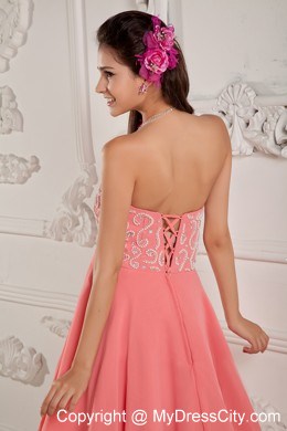 Mini-length Sweetheart Beading Prom Dress with Lace up Back