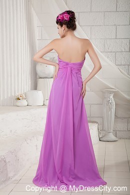 Lavender Strapless Cool Back Beaded Chiffon Prom Dress