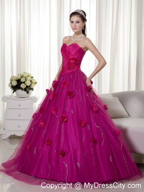 Fuchsia Sweetheart Tulle Sweet 15 Dress with Ruches in 2013