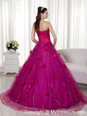 Fuchsia Sweetheart Tulle Sweet 15 Dress with Ruches in 2013