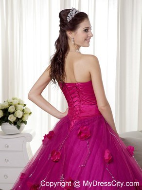 Fuchsia Sweetheart Tulle Sweet 15 Dress with Ruches in 2013