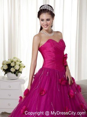 Fuchsia Sweetheart Tulle Sweet 15 Dress with Ruches in 2013