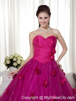 Fuchsia Sweetheart Tulle Sweet 15 Dress with Ruches in 2013