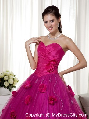 Fuchsia Sweetheart Tulle Sweet 15 Dress with Ruches in 2013