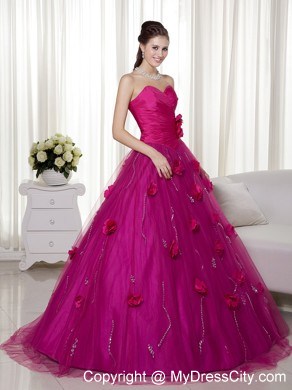 Fuchsia Sweetheart Tulle Sweet 15 Dress with Ruches in 2013