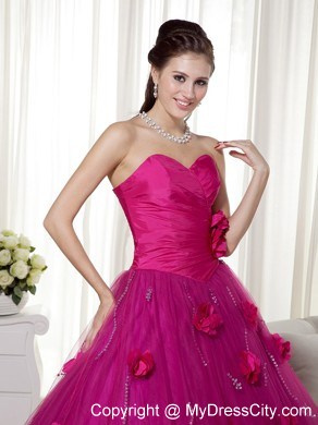 Fuchsia Sweetheart Tulle Sweet 15 Dress with Ruches in 2013