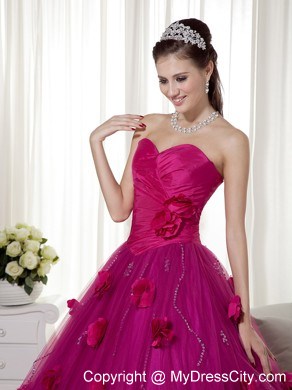 Fuchsia Sweetheart Tulle Sweet 15 Dress with Ruches in 2013