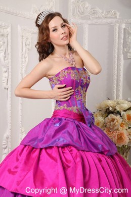 Multi-color Taffeta Ruffled layers Appliques 2013 Quinceanera Dress