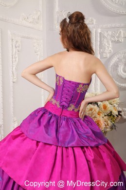 Multi-color Taffeta Ruffled layers Appliques 2013 Quinceanera Dress