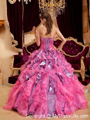 Multi-color Beaded and Ruched Ruffles Organza Sweet 15 Dress