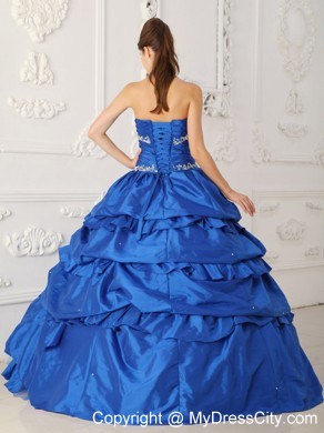 Blue Sweetheart Pick-ups and Appliques Sweet 15 Dress with Tulle