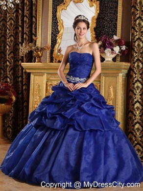 Royal Blue Organza Pick-ups Dress For Sweet 16 on Sale 2013