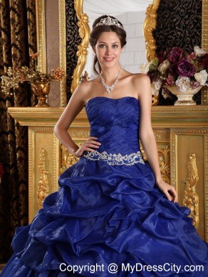 Royal Blue Organza Pick-ups Dress For Sweet 16 on Sale 2013