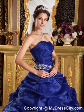 Royal Blue Organza Pick-ups Dress For Sweet 16 on Sale 2013