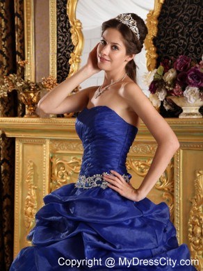 Royal Blue Organza Pick-ups Dress For Sweet 16 on Sale 2013