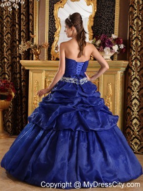 Royal Blue Organza Pick-ups Dress For Sweet 16 on Sale 2013