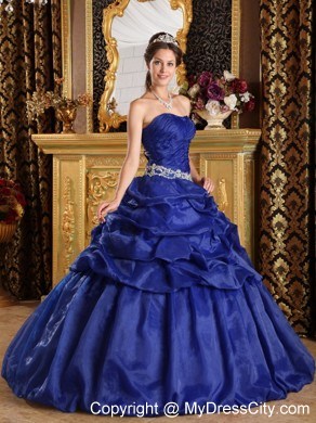 Royal Blue Organza Pick-ups Dress For Sweet 16 on Sale 2013